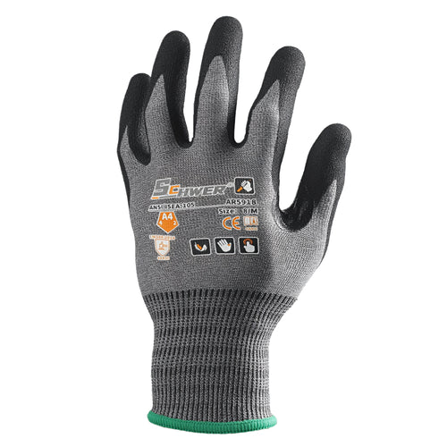 ANSI A4 Cut Resistant Gloves 18-Gauge NBR Ultra Foam Palm Coated Gloves-Air AR5918