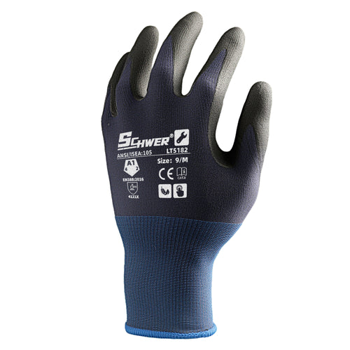 18-Gauge ANSI A1 Nitrile Coated Work Gloves NBR Micro Foam Palm Coated Gloves-Lite LT5182