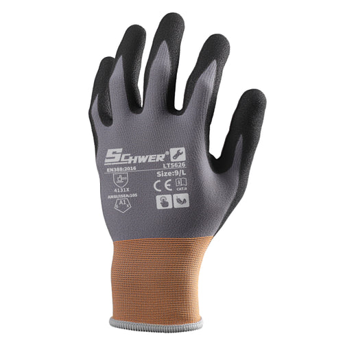 ANSI A1 15G Nitrile Coated Work Gloves NBR Sandy Foam Palm Coated Work Gloves-Lite LT5626