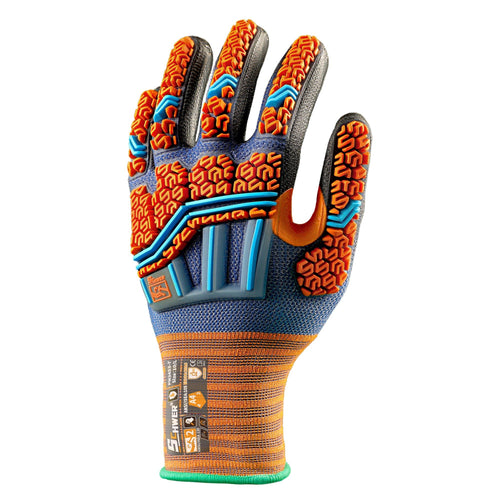 21-Gauge ANSI A6 Cut Resistant Impact Resistant Gloves Polyurethane Coated Gloves, Glass and Steel Free, X-GRID,Impact-ProMax PM3453-T