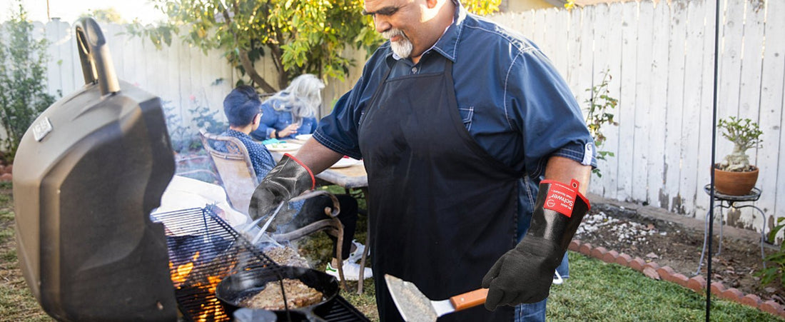 Best Commercial BBQ & Cooking Gloves? Flame Testing Schwer Neoprene Heat Resistant Gloves