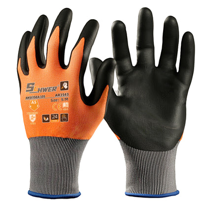 AR3543 ANSI A5 cut resistant gloves front and back views