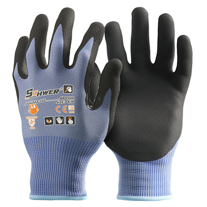 Schwer® Air AR3900 ANSI A4 cut resistant gloves 18-Gauge NBR  Sandy Foam Palm Coated Gloves