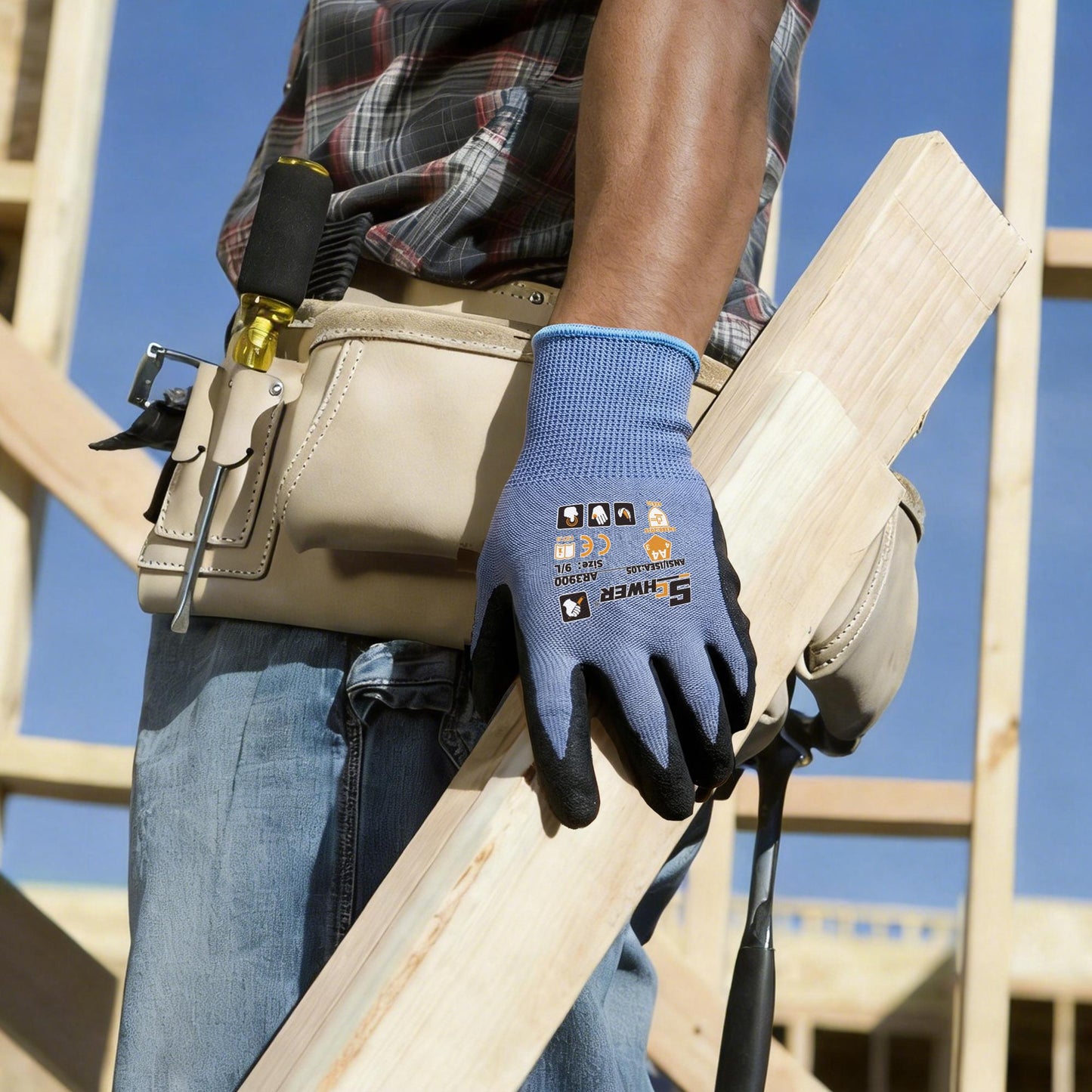 Schwer® Air AR3900 SNSI A4 cut resistant gloves 18-Gauge NBR  Sandy Foam Palm Coated Gloves
