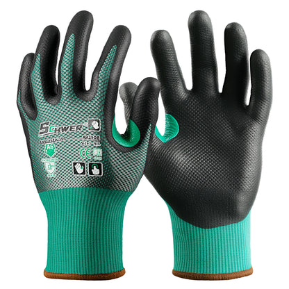 Schwer® ANSI A6 Cut Resistant Gloves 18-Gauge NBR Ultra Foam Palm Coated Gloves-Air AR3908