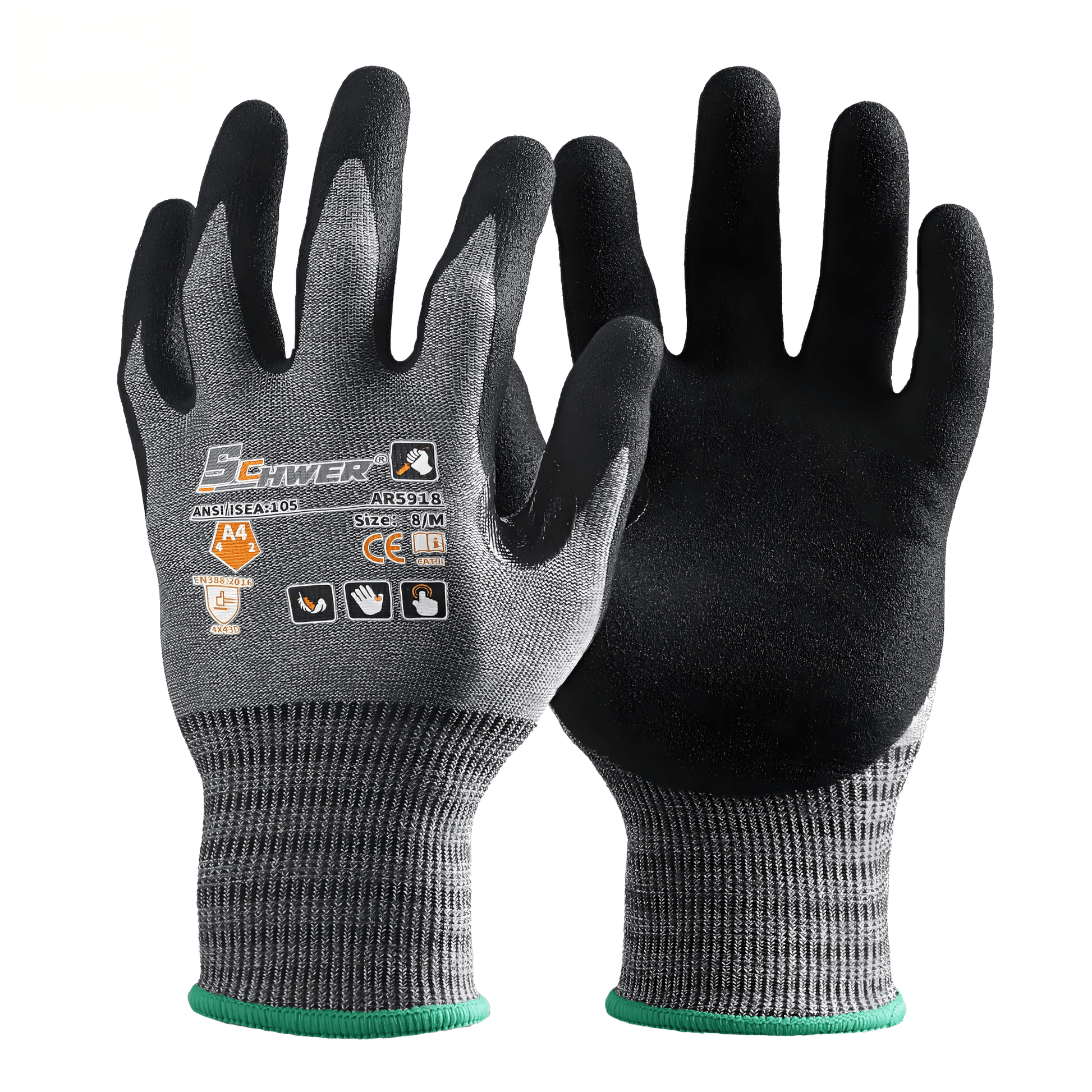 Schwer® Air AR5918 ANSI A4 Cut Resistant Gloves 18-Gauge NBR Ultra Foam Palm Coated Gloves