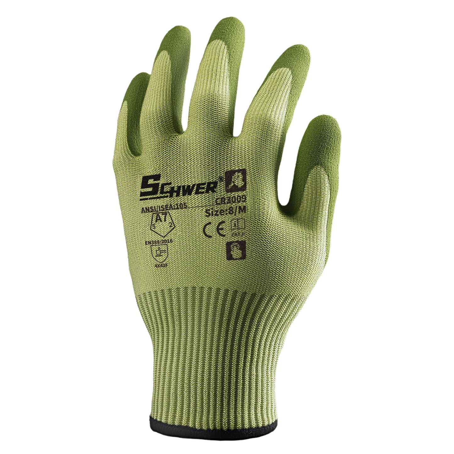 Schwer® ANSI A7 Cut Resistant Gloves 13-Gauge NBR Sandy Foam Palm Coated Gloves-Core CR3009