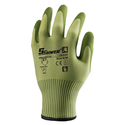 Schwer® ANSI A7 Cut Resistant Gloves 13-Gauge NBR Sandy Foam Palm Coated Gloves-Core CR3009