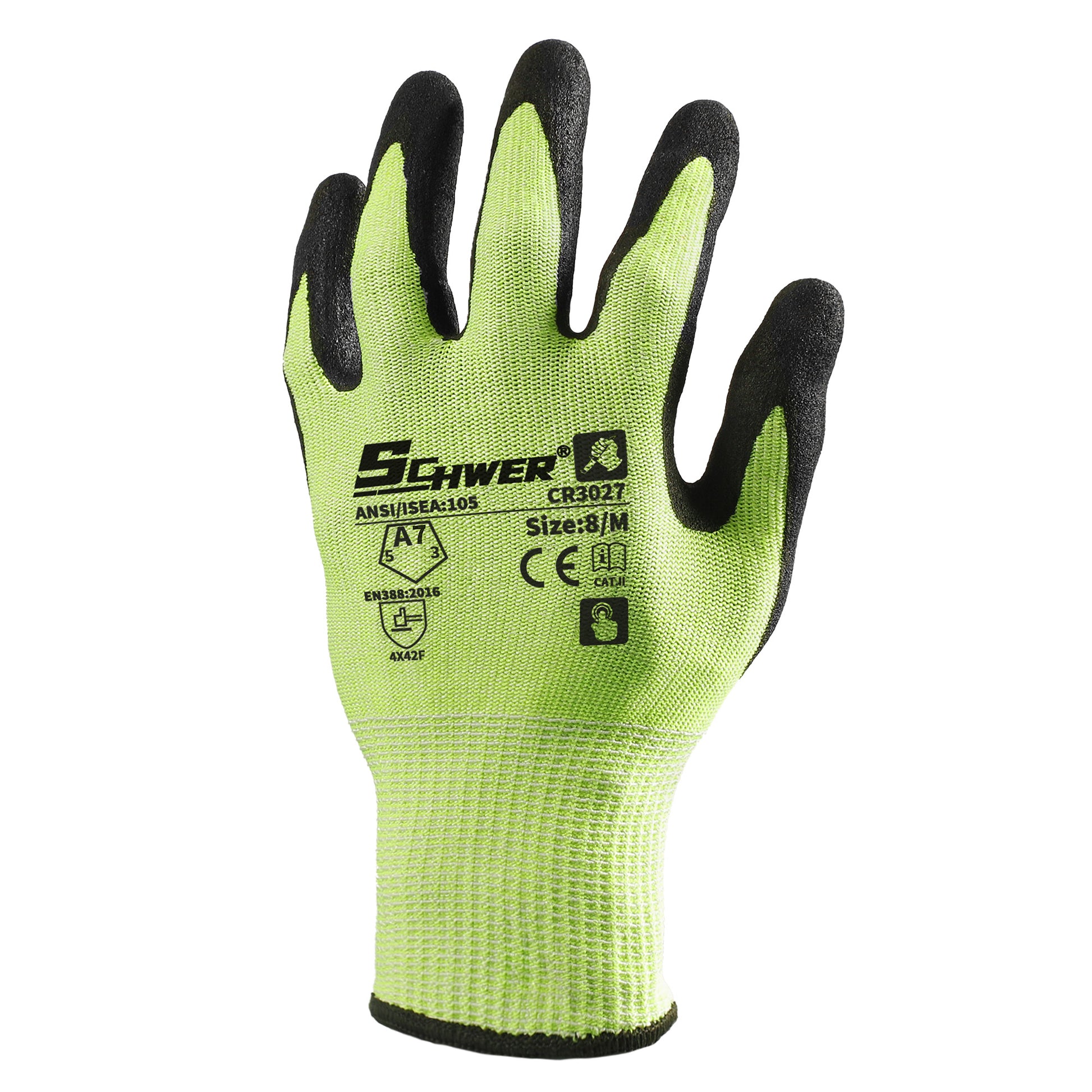 A7 Cut Resistant Gloves 13-Gauge NBR Sandy Foam Palm Coated Gloves-Core CR3027