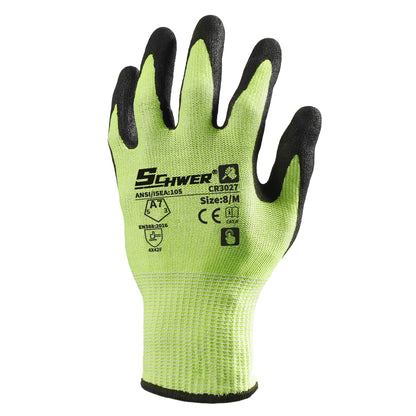 A7 Cut Resistant Gloves 13-Gauge NBR Sandy Foam Palm Coated Gloves-Core CR3027
