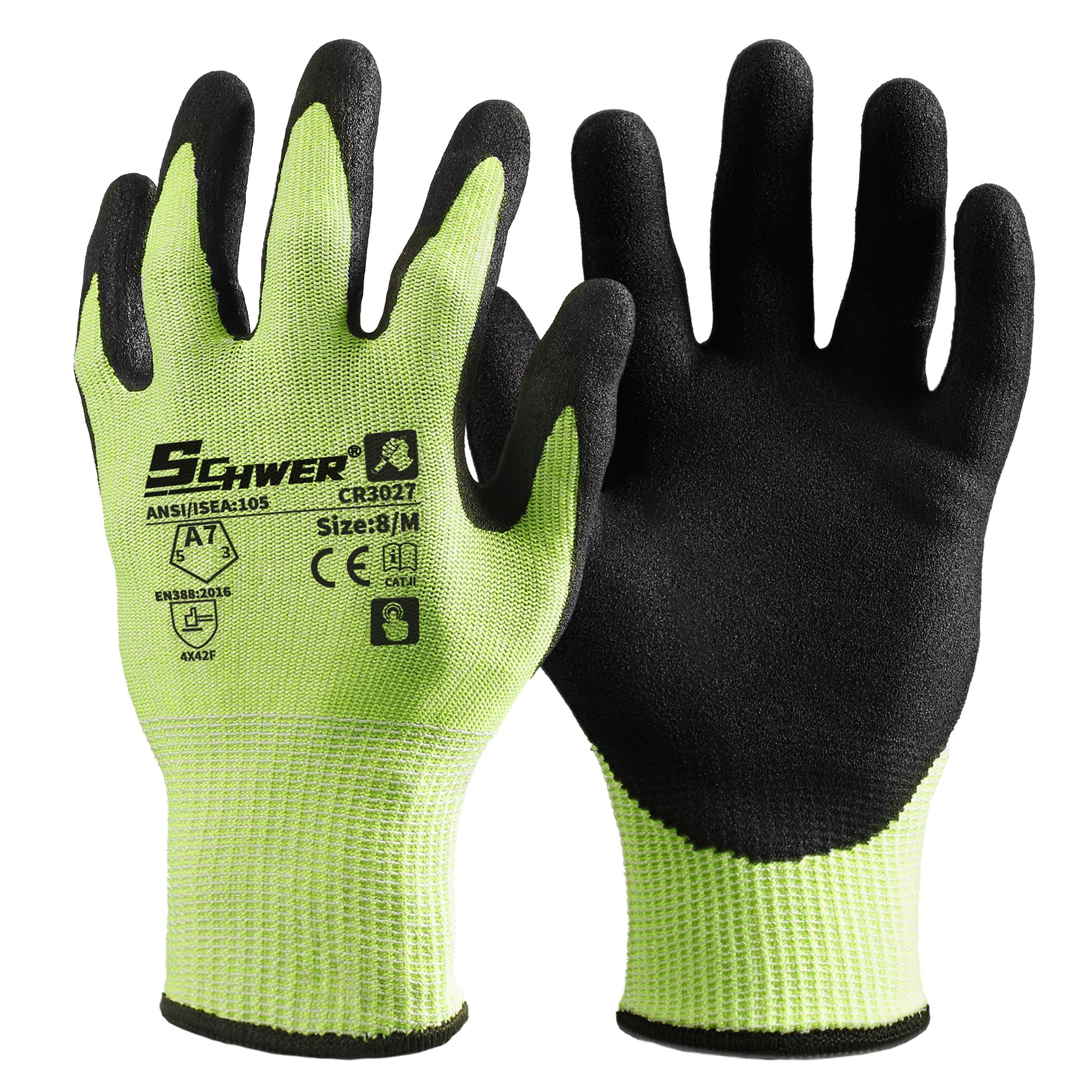 A7 Cut Resistant Gloves 13-Gauge NBR Sandy Foam Palm Coated Gloves-Core CR3027