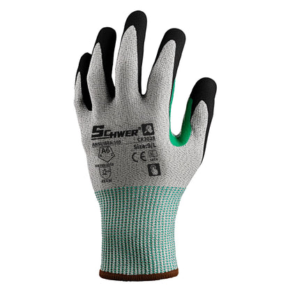 Schwer® ANSI A6 Cut Resistant Gloves 13-Gauge NBR Sandy Foam Palm Coated Gloves-Core CR3028