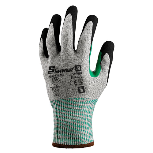 ANSI A6 Cut Resistant Gloves 13-Gauge NBR Sandy Foam Palm Coated Gloves-Core CR3028