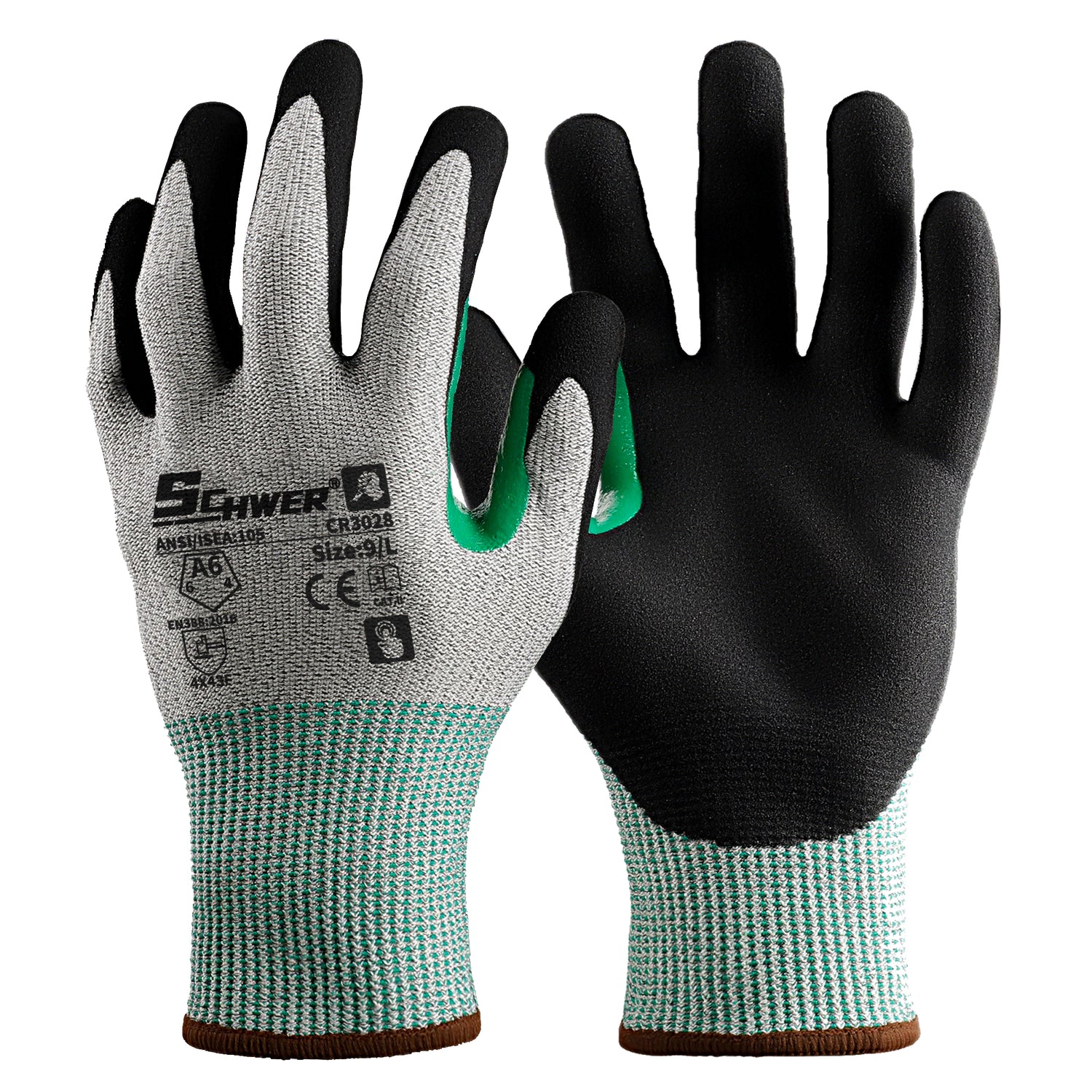 A6 Cut Resistant Gloves 13-Gauge NBR Sandy Foam Palm Coated Gloves-Core CR3028