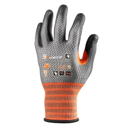 Schwer® ANSI A4 Cut Resistant Gloves 13-Gauge PU Rough Palm Coated Gloves- Core CR3066