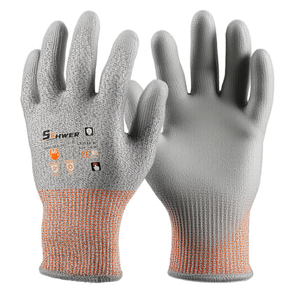 Schwer®ANSI A6 Cold Resistant Cut Resistant Gloves 15-Gauge PU Rough Palm Coated-Core CR3088-W