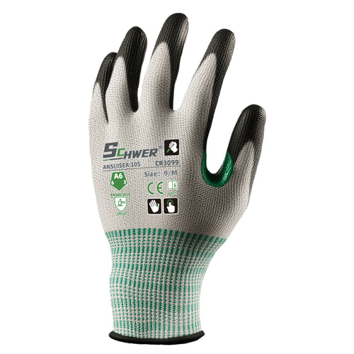 ANSI A6 Cut Resistant Gloves 13-Gauge Polyurethane Palm Coated Gloves-Core CR3099