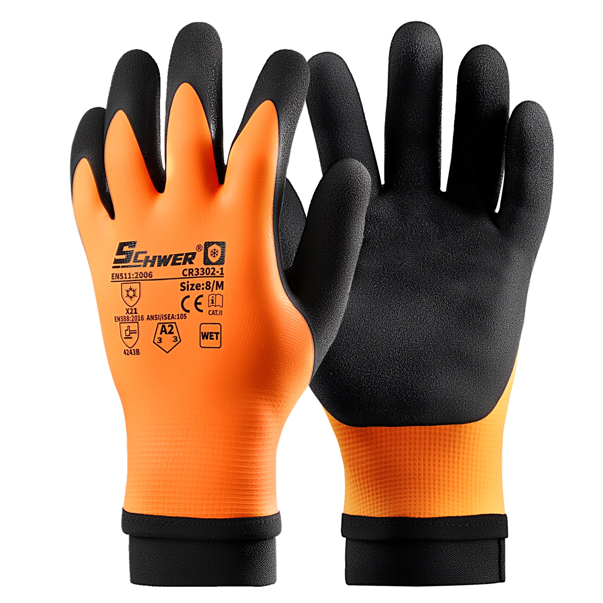 Schwer® ANSI A2 Cold Resistant Work Gloves 15/10G Latex Flat Sandy Foam Waterproof Gloves -Core CR3302-1