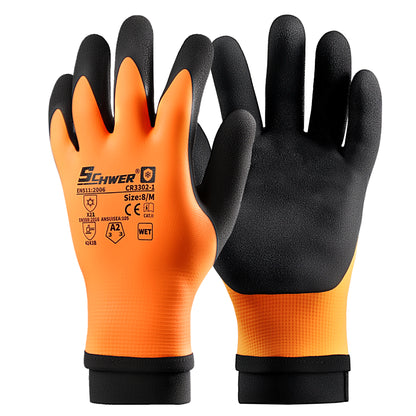 Schwer® ANSI A2 Cold Resistant Work Gloves 15/10G Latex Flat Sandy Foam Waterproof Gloves -Core CR3302-1