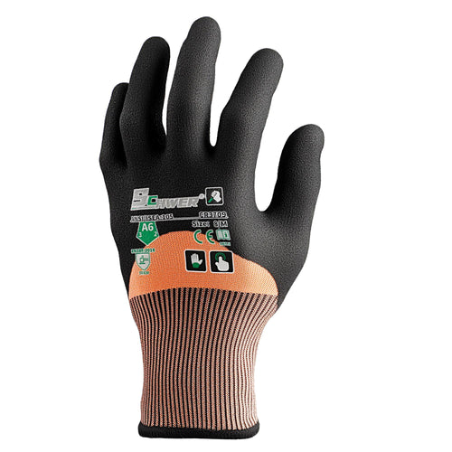 ANSI A6 Cut Resistant Gloves 18-Gauge NBR Sandy Foam Knuckle Coated Gloves-Core CR3709