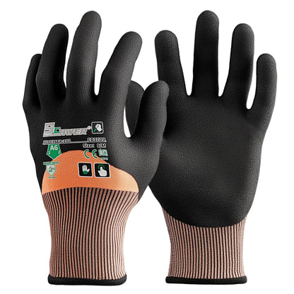 Schwer® ANSI A6 Cut Resistant Gloves 18-Gauge NBR Sandy Foam Knuckle Coated Gloves-Core CR3709