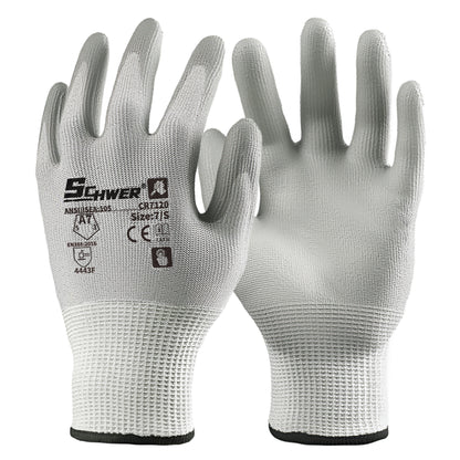 Schwer® ANSI A7 Cut Resistant Gloves 13-Gauge Polyurethane Rough Palm Coated Gloves-Core CR7120