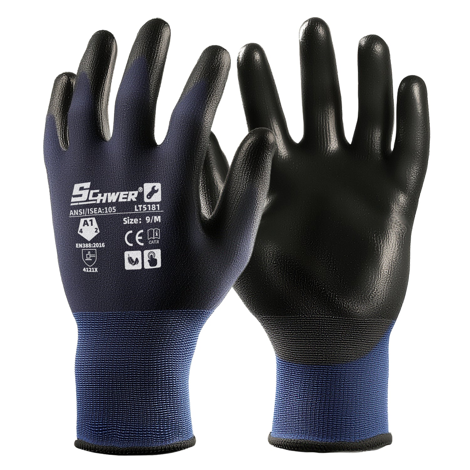 ANSI A1 Safety Work Gloves Polyurethane Palm Coated Gloves-Lite LT5181