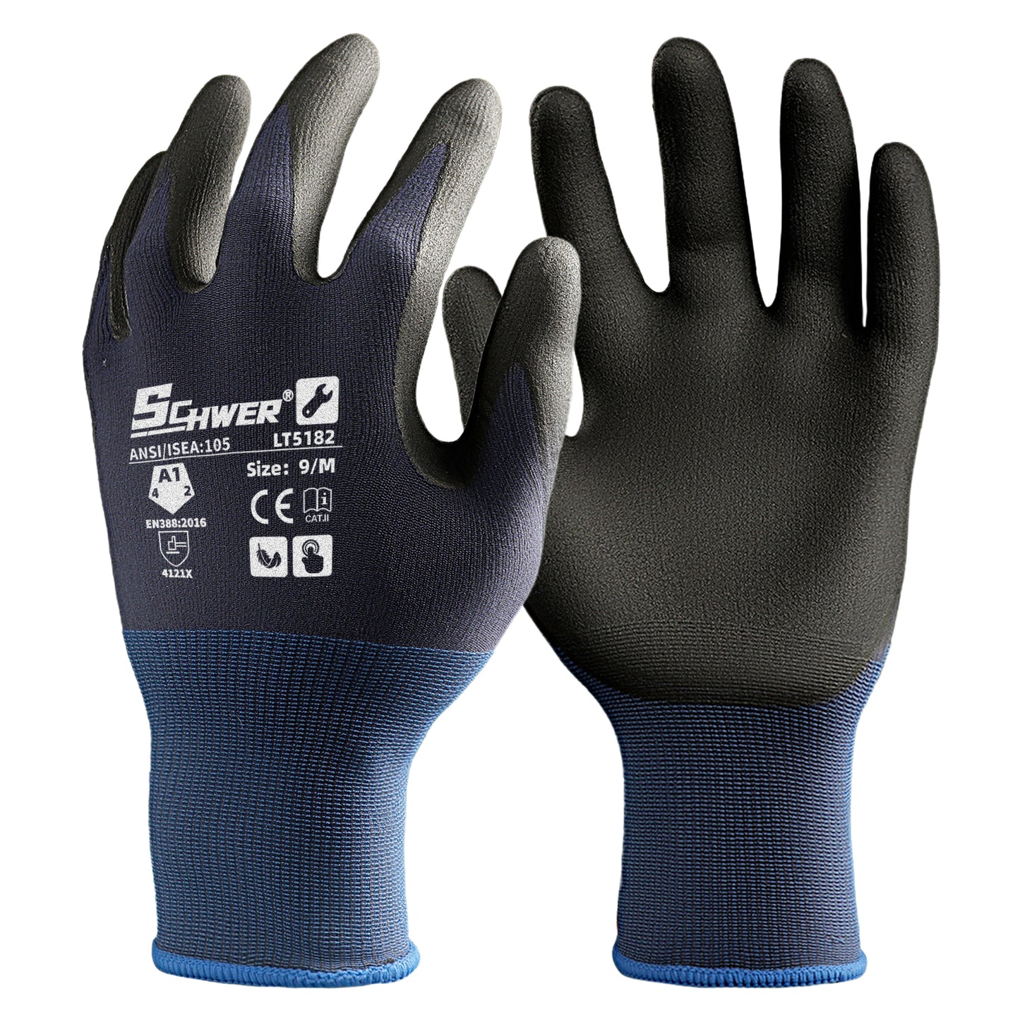 ANSI A1 Nitrile Coated Work Gloves NBR Micro Foam Palm Coated Gloves-Lite LT5182