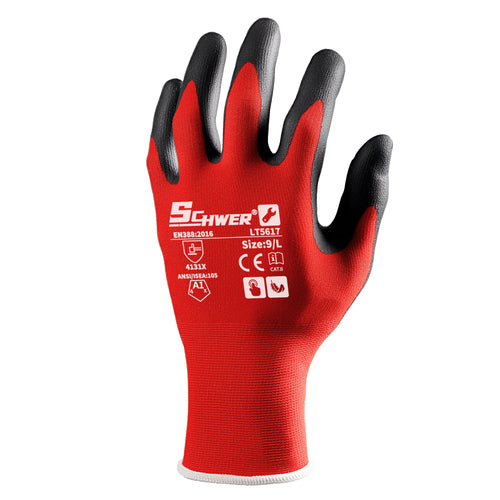 ANSI A1 18G Nitrile Coated Work Gloves NBR Ultra Foam Palm Coated Work Gloves- Lite LT5617