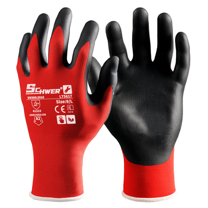 Schwer®ANSI A1 18G Nitrile Coated Work Gloves NBR Ultra Foam Palm Coated Work Gloves- Lite LT5617
