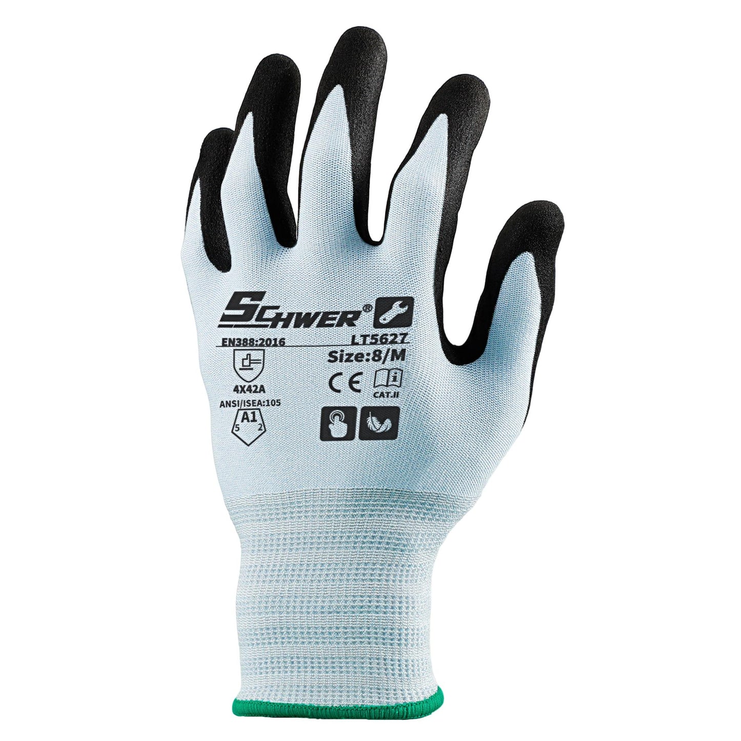 Schwer® ANSI A1 18G Nitrile Coated Work Gloves NBR Sandy Foam Palm Coated Work Gloves-Lite LT5627