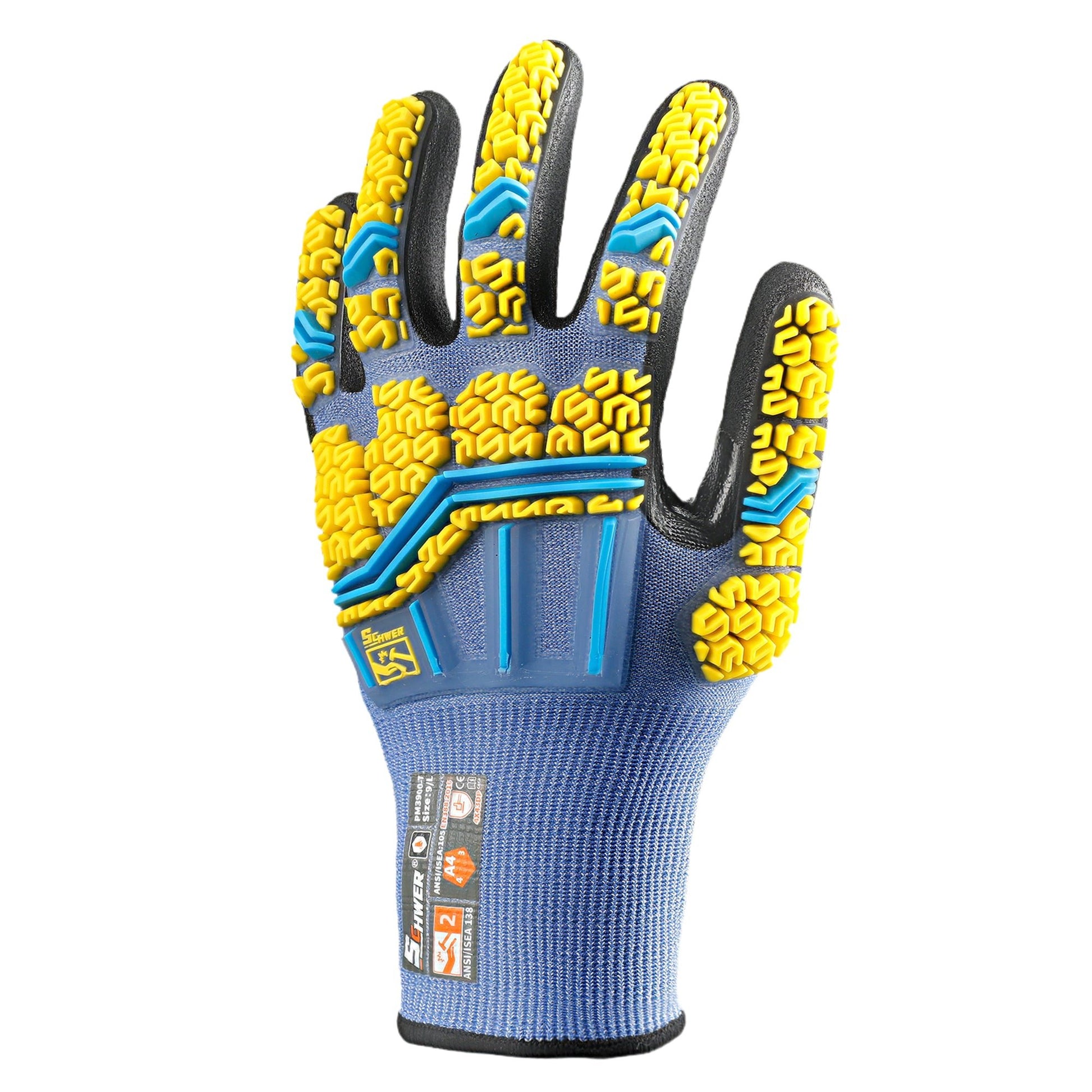 Schwer® ANSI A4 Cut Resistant Impact Resistant Gloves 18G NBR Sandy Foam Palm Coated Gloves-ProMax PM3900-T