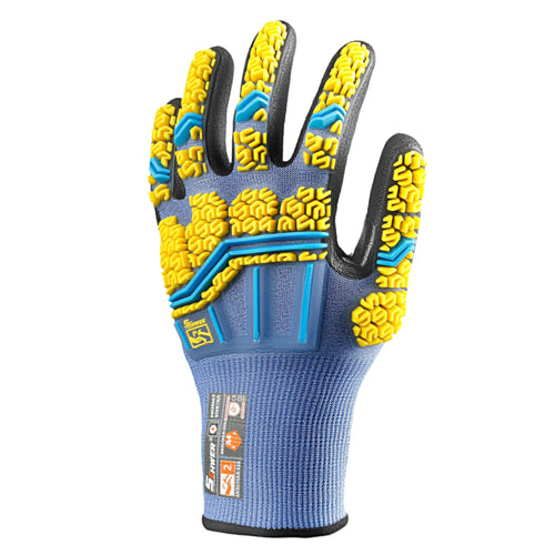 ANSI A4 Cut Resistant Impact Resistant Gloves 18G NBR Sandy Foam Palm Coated Gloves-ProMax PM3900-T