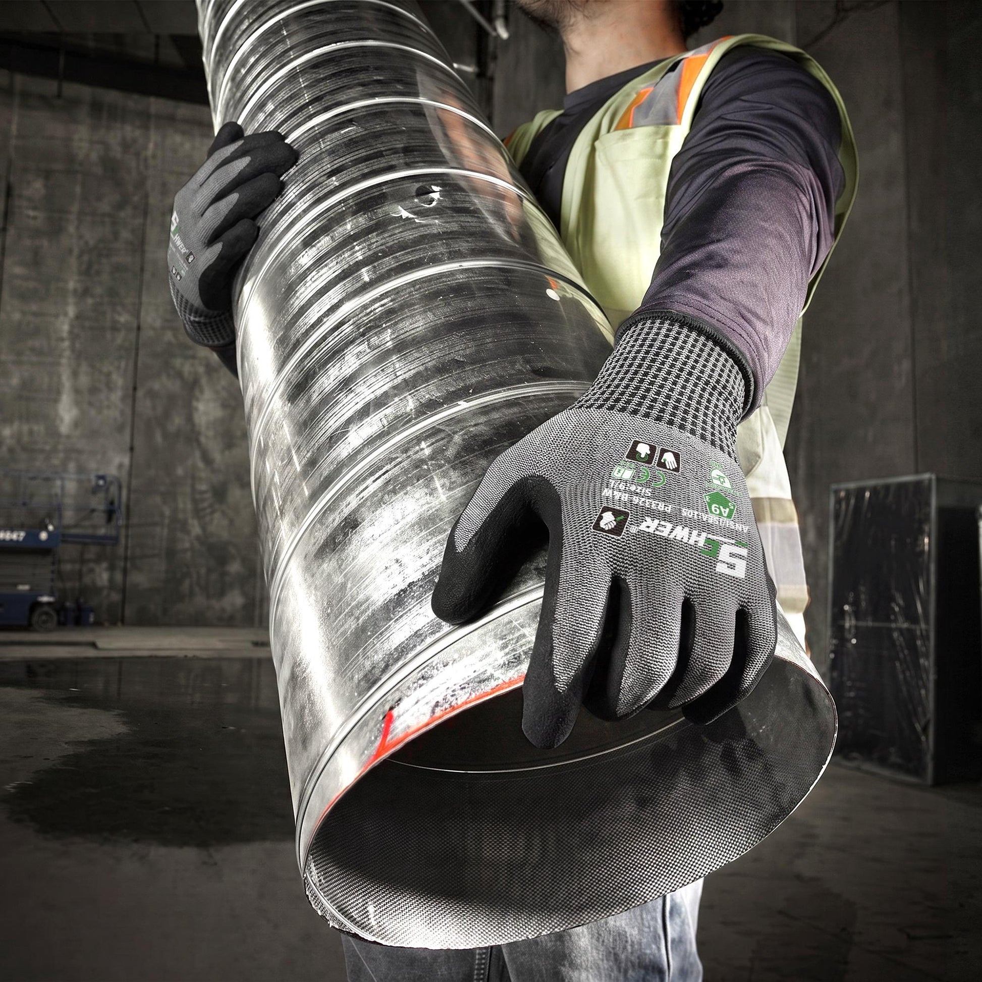 ANSI A9 Cut Resistant Gloves 13-Gauge NBR Sandy Foam Palm Coated Gloves-Schwer® ProMax PR3326-BW